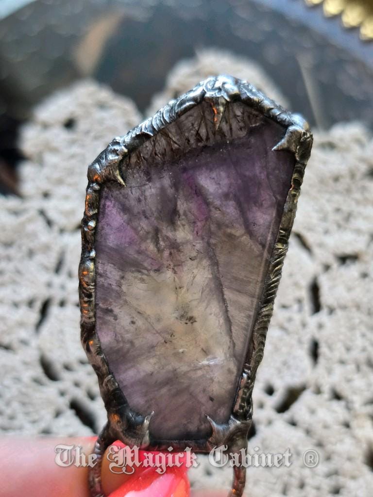 Auralite 23 Crystal Pendant: Handmade Stone Necklace, Spirituality Jewelry