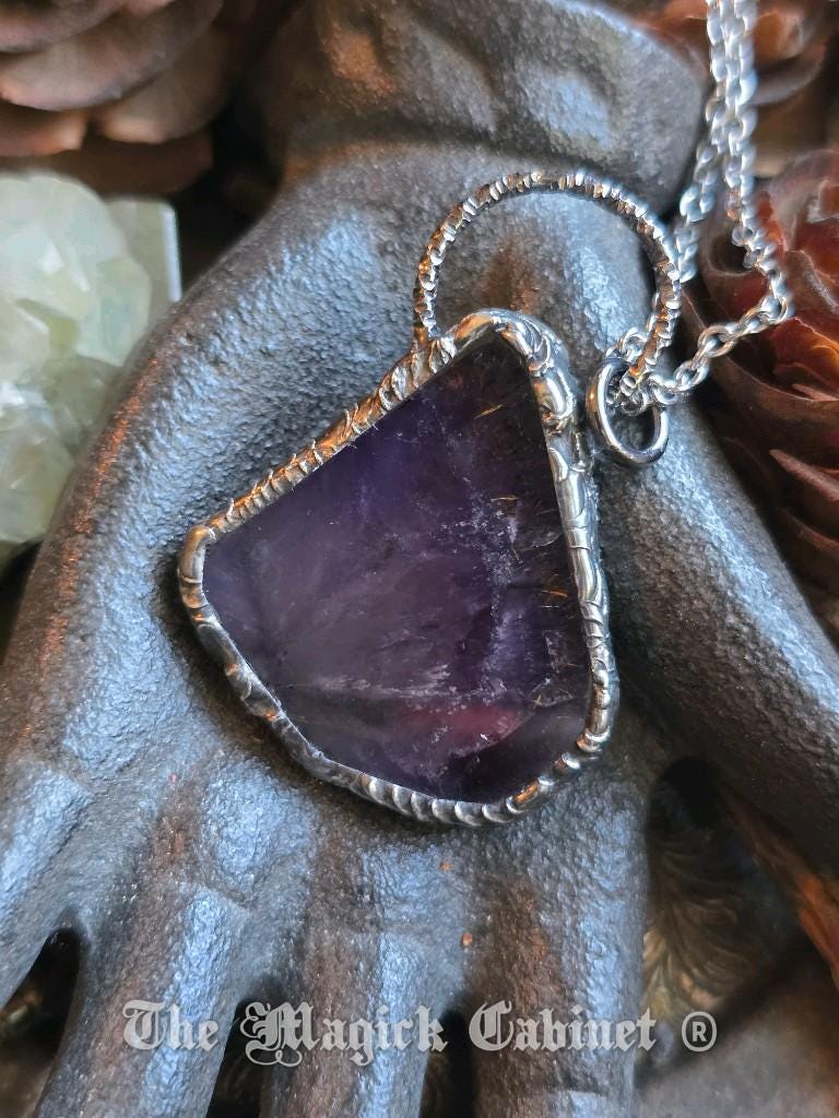 Auralite 23 Crystal Pendant: Handmade Stone Necklace, Spirituality Jewelry
