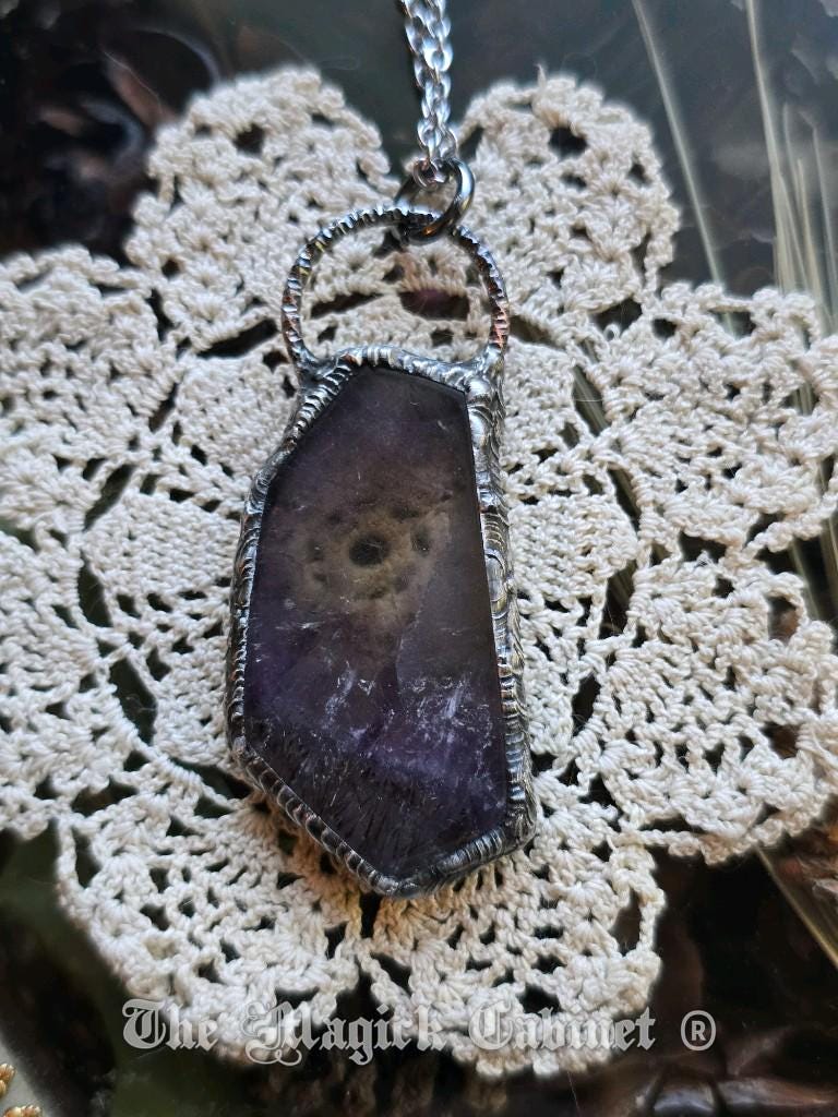 Auralite 23 Crystal Pendant: Handmade Stone Necklace, Spirituality Jewelry