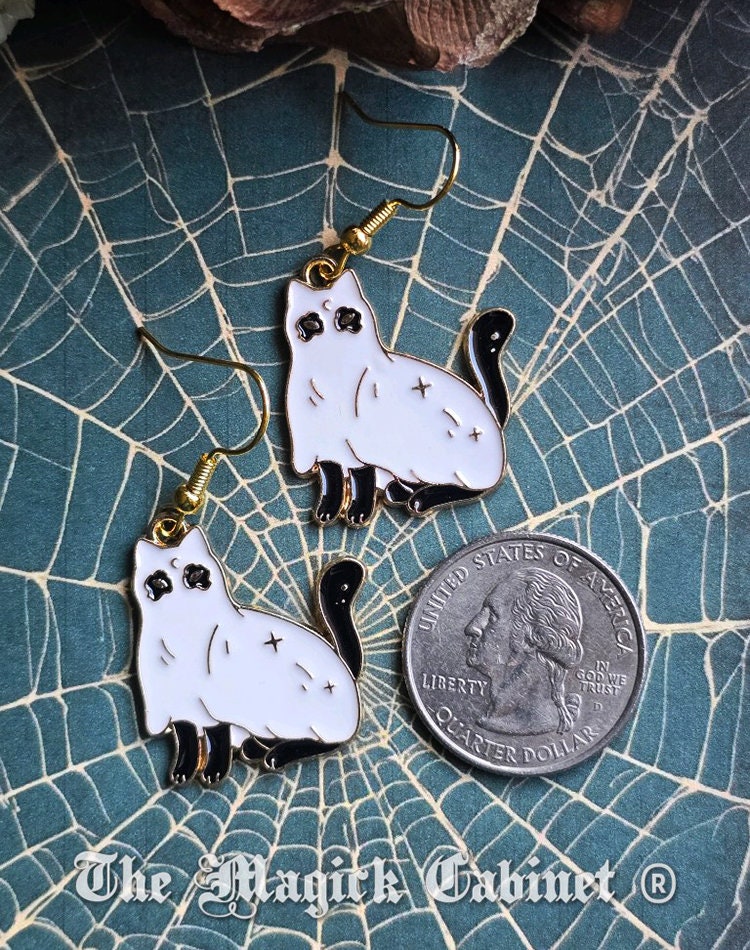 Enamel Black Cat Earrings: Witchy Halloween Jewelry