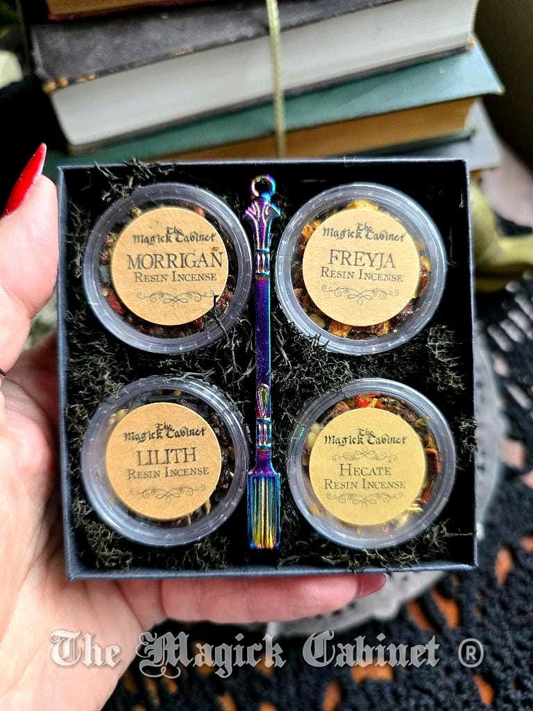 Goddess Magic Resin Incense Set: The Morrigan, Freyja, Hecate, and Lilith