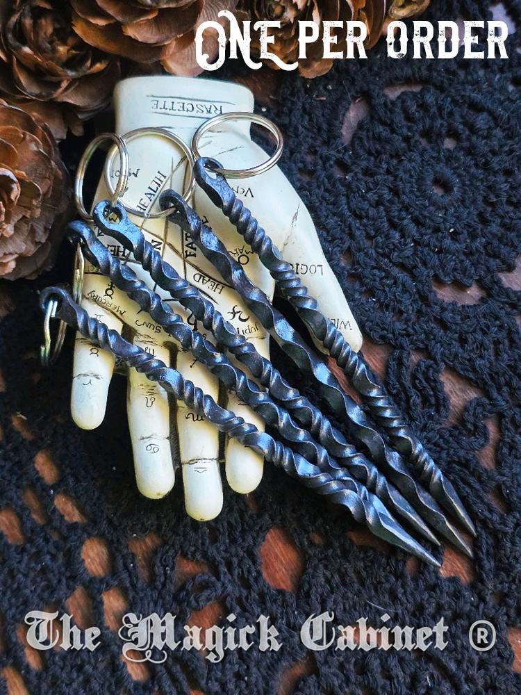 Hand Forged Iron Candle Scribe Keychain: Witchcraft Tool