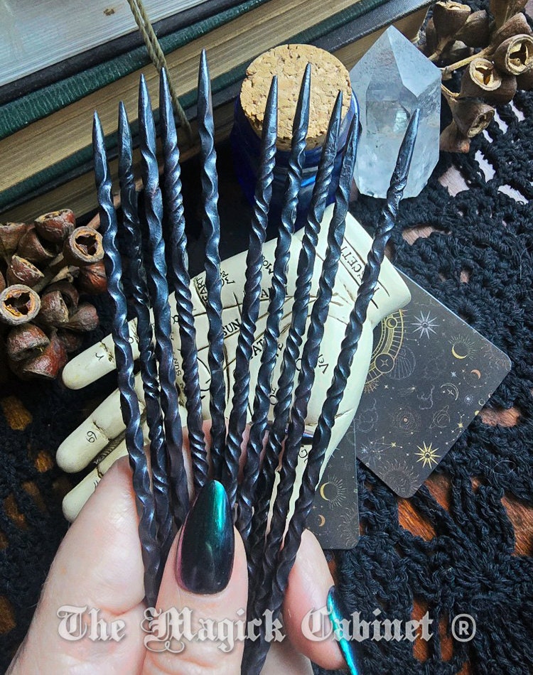 Long Twisted Iron Candle Scribe: Hand forged Old World Witchcraft Supply