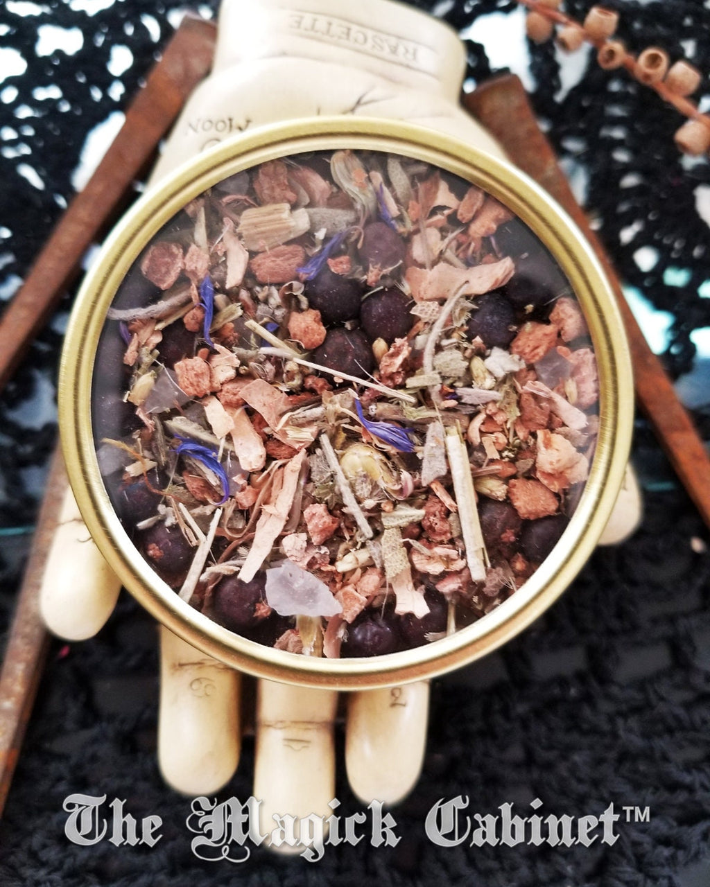 F-Off Exorcism Herbal Blend: Clear Negativity, Spell Work in Gold Tin