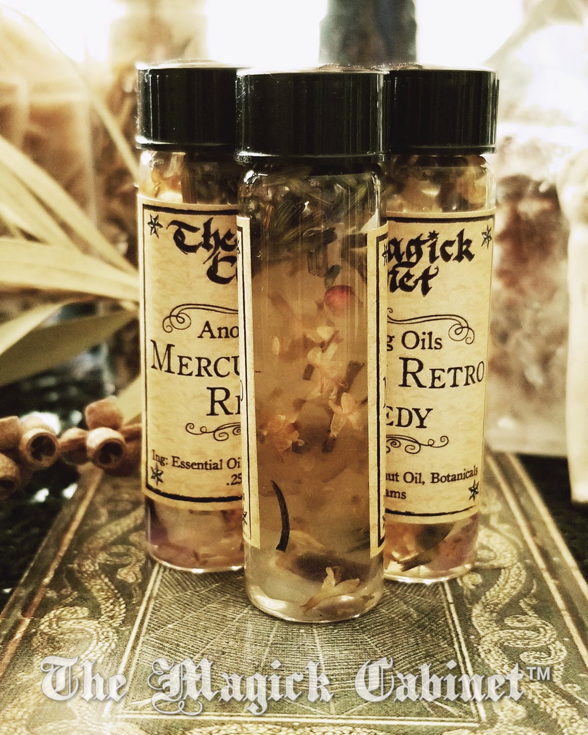 Mercury Retrograde Remedy Oil: Anointing & Ritual Blend with Crystals and Herbs