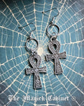 Egyptian Ankh Earrings: Silver Tone Witchy Goth Charm