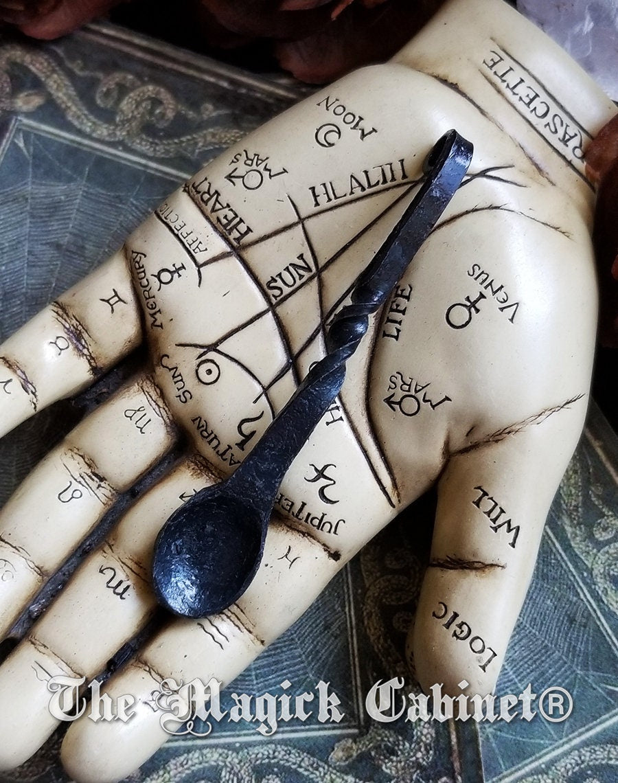 Hand Forged Iron Incense Spoon: Twisted Horseshoe Nail, Witchcraft Supply