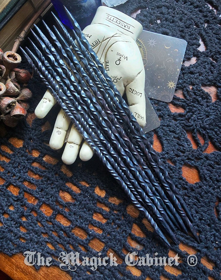 Long Twisted Iron Candle Scribe: Hand forged Old World Witchcraft Supply