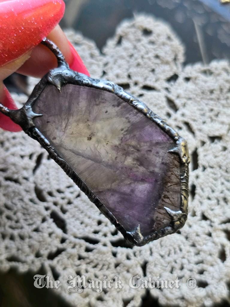 Auralite 23 Crystal Pendant: Handmade Stone Necklace, Spirituality Jewelry