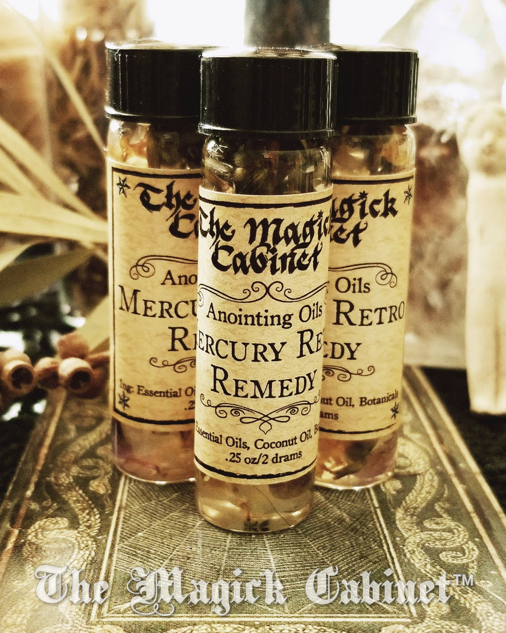 Mercury Retrograde Remedy Oil: Anointing & Ritual Blend with Crystals and Herbs