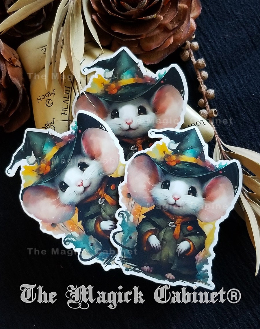 Little Mouse Witch Sticker: Halloween Samhain Art