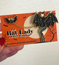 Bat Lady and Her Wingman glittery enamel pin, Two pins in one