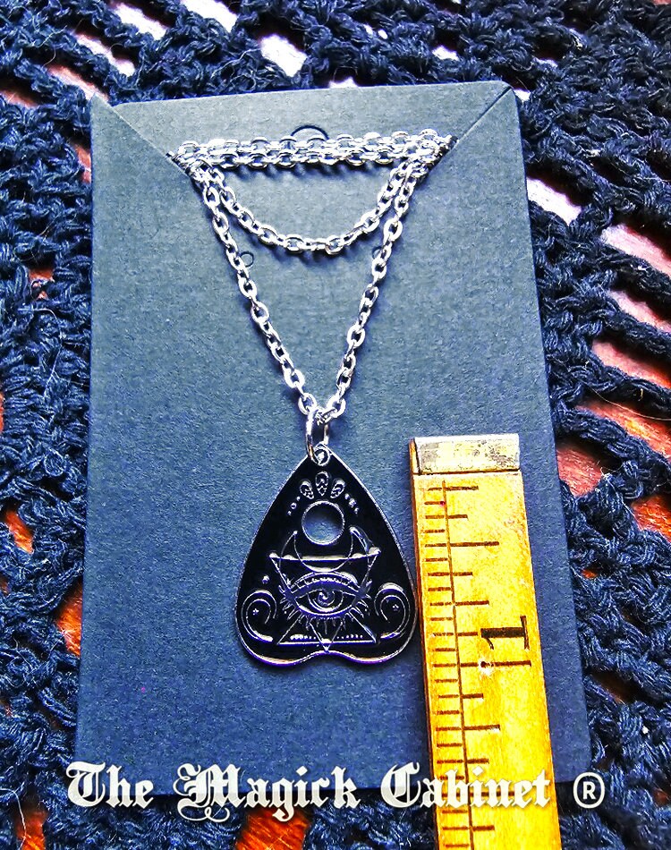 Planchette All Seeing Eye Necklace: Enamel Charm Halloween jewelry