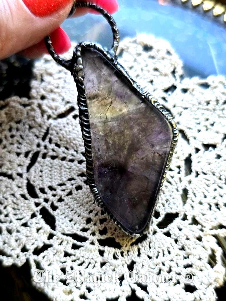 Auralite 23 Crystal Pendant: Handmade Spiritual Stone Necklace