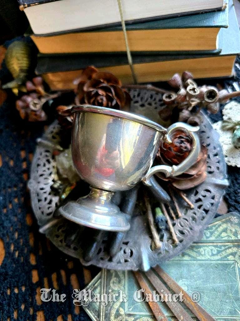Vintage Silver Plated Brass Incense Burner: Altar Vessel