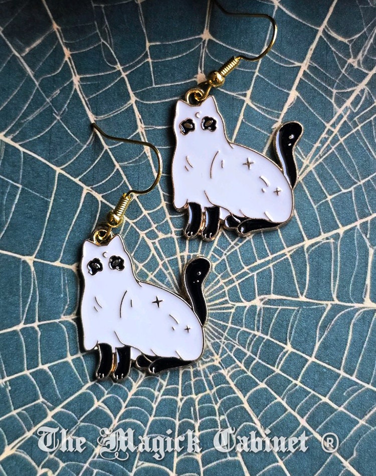 Enamel Black Cat Earrings: Witchy Halloween Jewelry