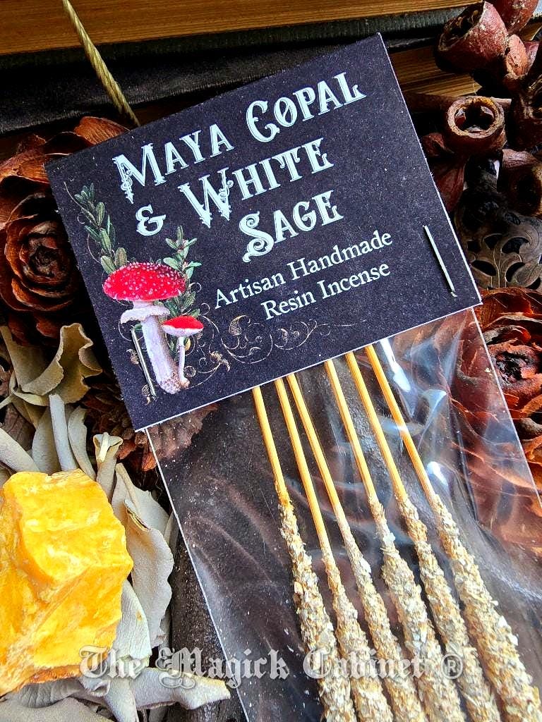 Artisan White Sage Copal Incense Sticks: Cleansing Energy, Hand Rolled (6 Pack)