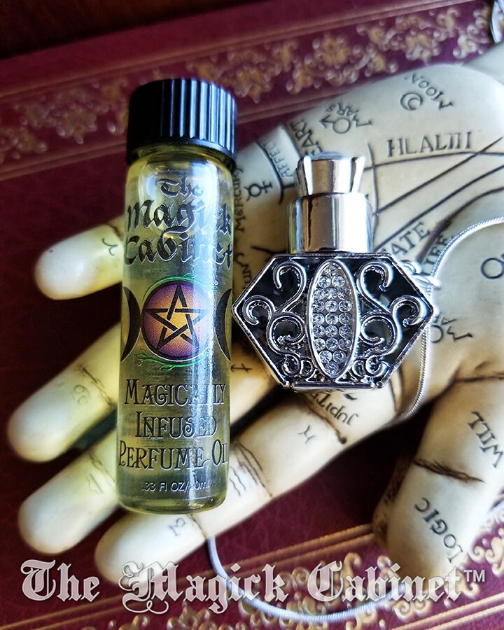 Crown Perfume Bottle Necklace: Silver Crystal Witch Spell Bottle, Gift Set