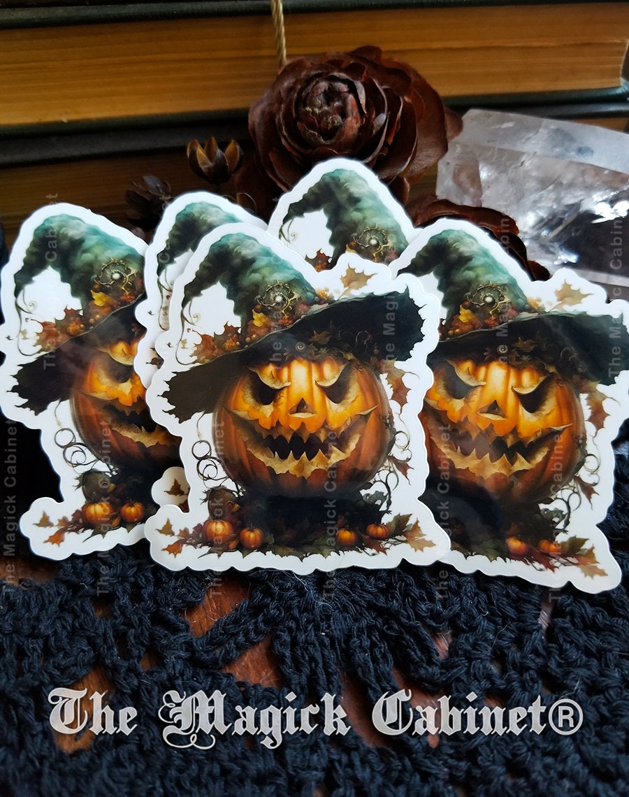 Jack-O-Lantern Witch Vinyl Sticker: Halloween Samhain Art